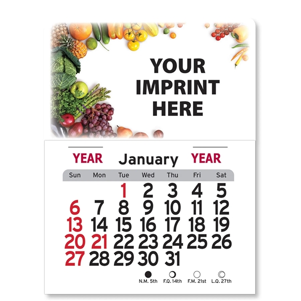 4"H x 3"W Peel-N-Stick® vinyl 12-month calendars with full-color digital imprint... from ASI 54040 Fey Promo / Fey Calendar Impressions