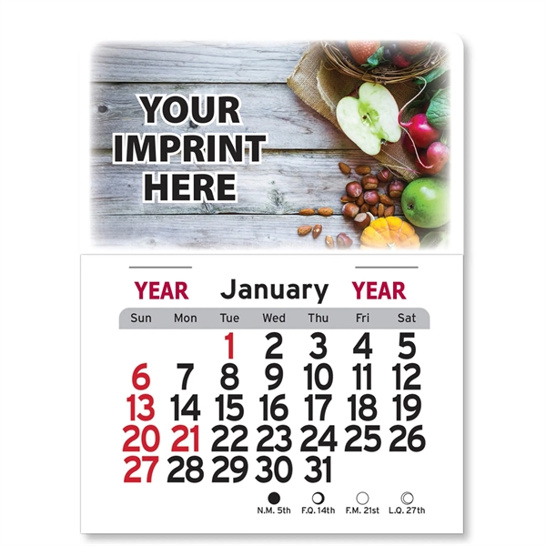 4"H x 3"W Peel-N-Stick® vinyl 12-month calendars with full-color digital imprint... from ASI 54040 Fey Promo / Fey Calendar Impressions