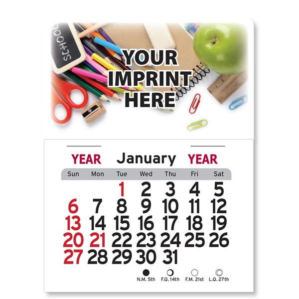 4"H x 3"W Peel-N-Stick® vinyl 12-month calendars with full-color digital imprint... from ASI 54040 Fey Promo / Fey Calendar Impressions