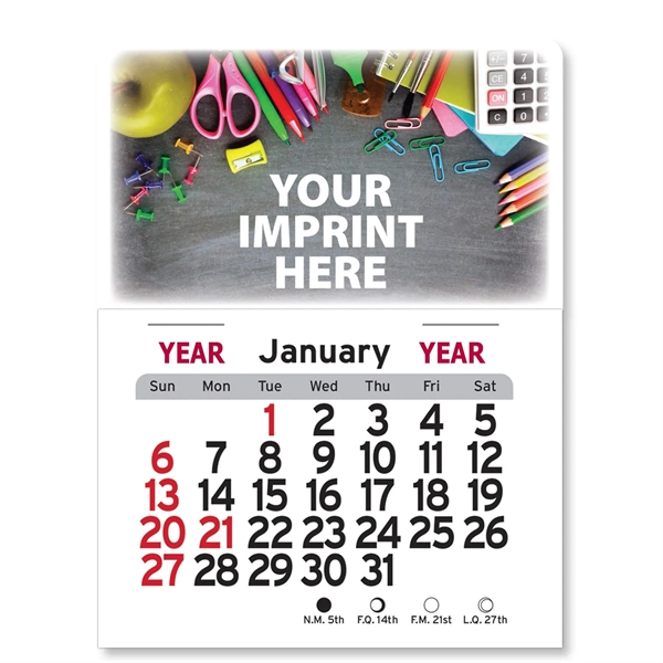 4"H x 3"W Peel-N-Stick® vinyl 12-month calendars with full-color digital imprint... from ASI 54040 Fey Promo / Fey Calendar Impressions