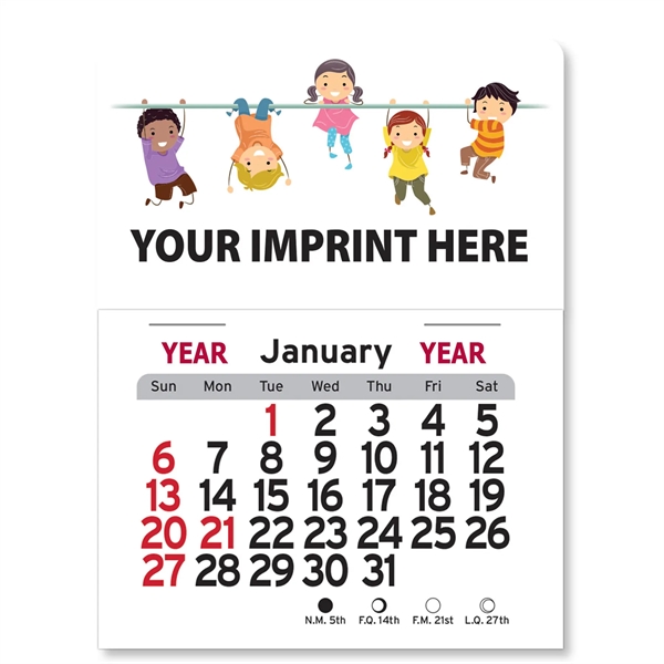 4"H x 3"W Peel-N-Stick® vinyl 12-month calendars with full-color digital imprint... from ASI 54040 Fey Promo / Fey Calendar Impressions