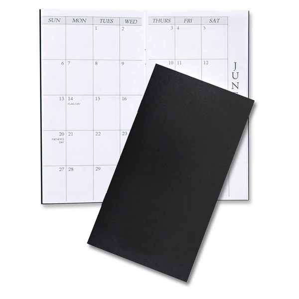 6.34"H x 3.5"W 14-month monthly pocket planner with leatherette cover.... from ASI 54040 Fey Promo / Fey Calendar Impressions