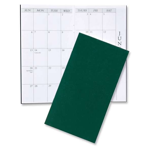 6.34"H x 3.5"W 14-month monthly pocket planner with leatherette cover.... from ASI 54040 Fey Promo / Fey Calendar Impressions