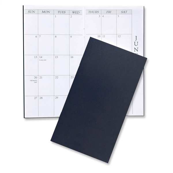6.34"H x 3.5"W 14-month monthly pocket planner with leatherette cover.... from ASI 54040 Fey Promo / Fey Calendar Impressions