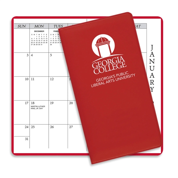 6.75"H x 3.62"W 14-month pocket planner with vinyl cover.... from ASI 54040 Fey Promo / Fey Calendar Impressions