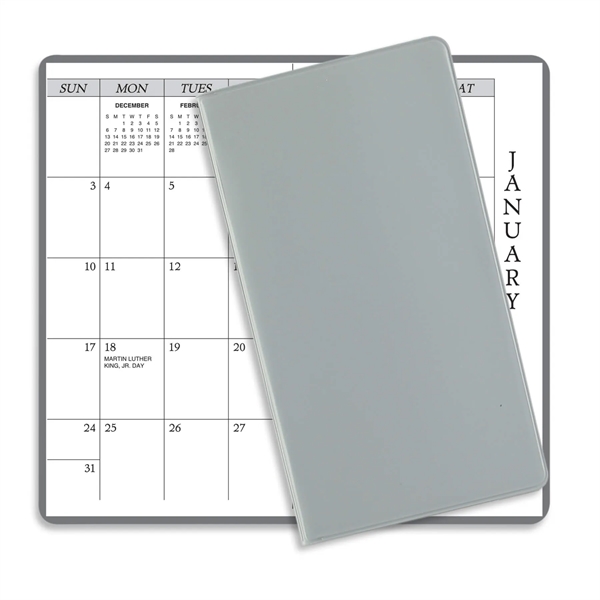 6.75"H x 3.62"W 14-month pocket planner with vinyl cover.... from ASI 54040 Fey Promo / Fey Calendar Impressions