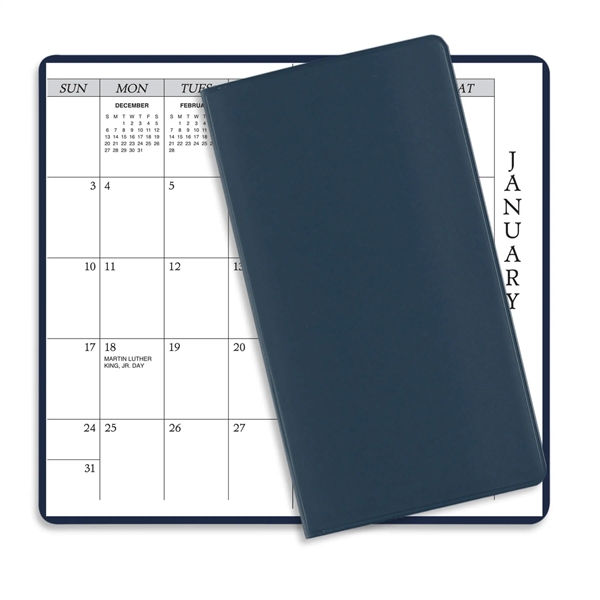 6.75"H x 3.62"W 14-month pocket planner with vinyl cover.... from ASI 54040 Fey Promo / Fey Calendar Impressions