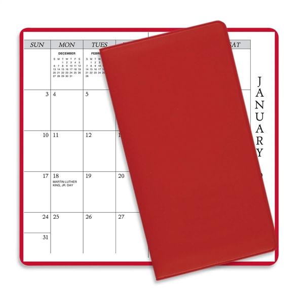 6.75"H x 3.62"W 14-month pocket planner with vinyl cover.... from ASI 54040 Fey Promo / Fey Calendar Impressions