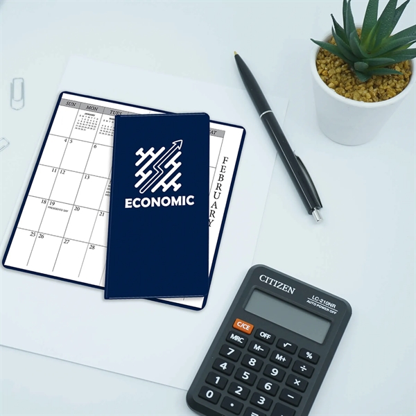 6.75"H x 3.62"W 14-month pocket planner with vinyl cover.... from ASI 54040 Fey Promo / Fey Calendar Impressions