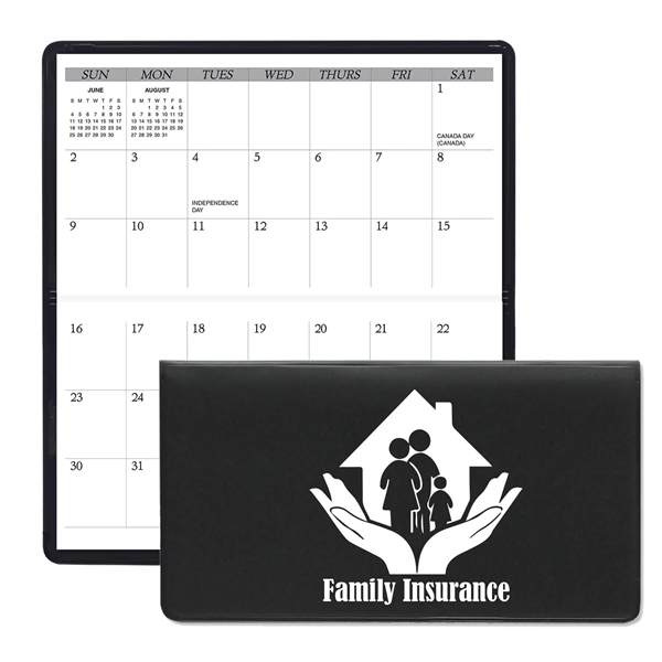 3.62"H x 6.75"W 13-month horizontally-oriented folding planner with vinyl cover.... from ASI 54040 Fey Promo / Fey Calendar Impressions
