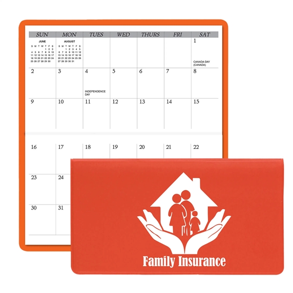 3.62"H x 6.75"W 13-month horizontally-oriented folding planner with vinyl cover.... from ASI 54040 Fey Promo / Fey Calendar Impressions
