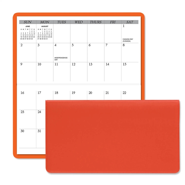 3.62"H x 6.75"W 13-month horizontally-oriented folding planner with vinyl cover.... from ASI 54040 Fey Promo / Fey Calendar Impressions