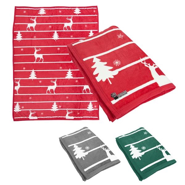 Polyester Christmas themed blanket in assorted colors.... from ASI 61125 Hit Promotional Products / Hit®