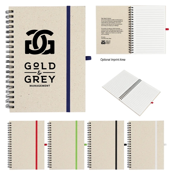Spiral bound 70-page recycled paper notebook with elastic strap and pen... from ASI 61125 Hit Promotional Products / Hit®