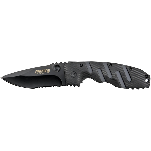 4 5/8" knife with a handle, thumb stud, thumb grip, and... from ASI 57653 Gold Bond