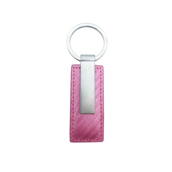 Silver metal PU leather rectangular keychain plus laser engraving on metal... from ASI 37218 Athena Promo (tm)