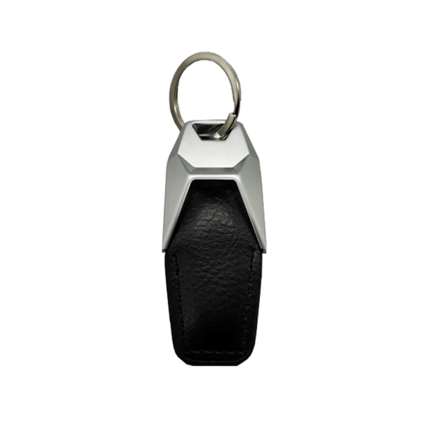 Silver metal keyring with PU leather plus debossed on 1 side... from ASI 37218 Athena Promo (tm)