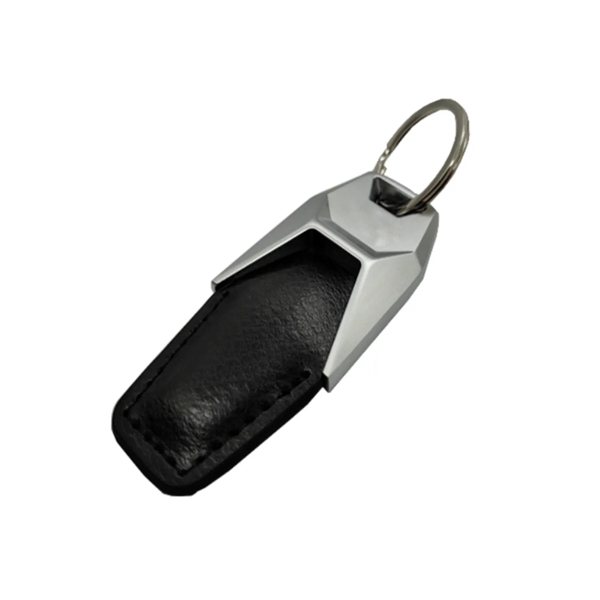 Silver metal keyring with PU leather plus debossed on 1 side... from ASI 37218 Athena Promo (tm)