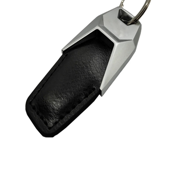 Silver metal keyring with PU leather plus debossed on 1 side... from ASI 37218 Athena Promo (tm)