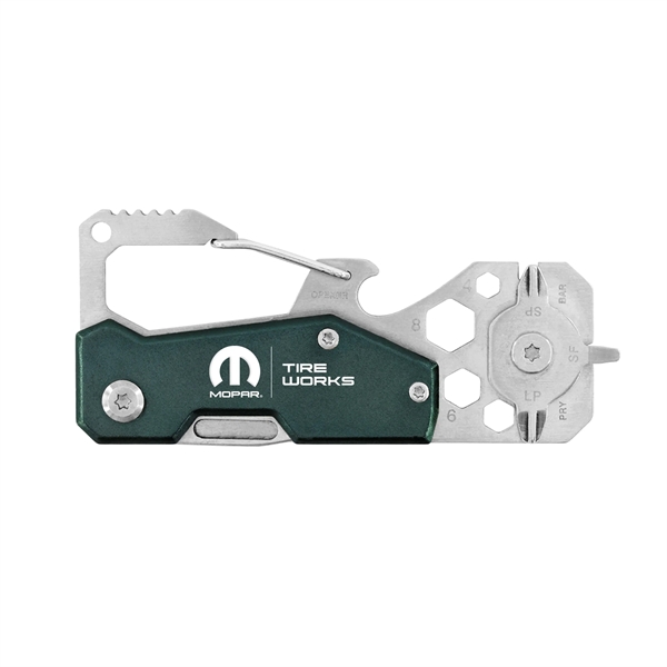 3.3" x 1.5" stainless steel 14-in-1 pocket tool with carabiner clip... from ASI 52263 EMT