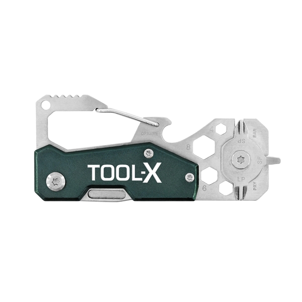 3.3" x 1.5" stainless steel 14-in-1 pocket tool with carabiner clip... from ASI 52263 EMT