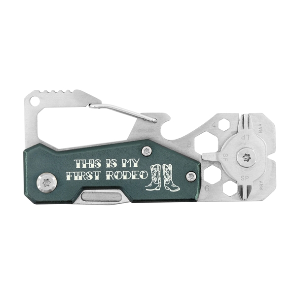 3.3" x 1.5" stainless steel 14-in-1 pocket tool with carabiner clip... from ASI 52263 EMT