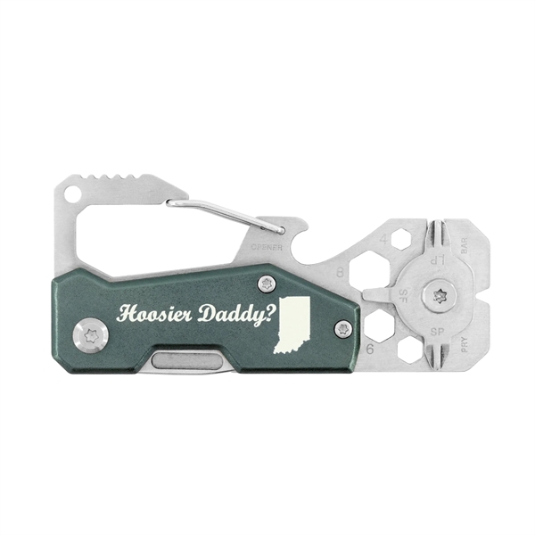 3.3" x 1.5" stainless steel 14-in-1 pocket tool with carabiner clip... from ASI 52263 EMT