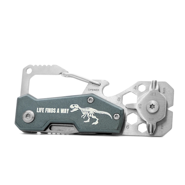 3.3" x 1.5" stainless steel 14-in-1 pocket tool with carabiner clip... from ASI 52263 EMT
