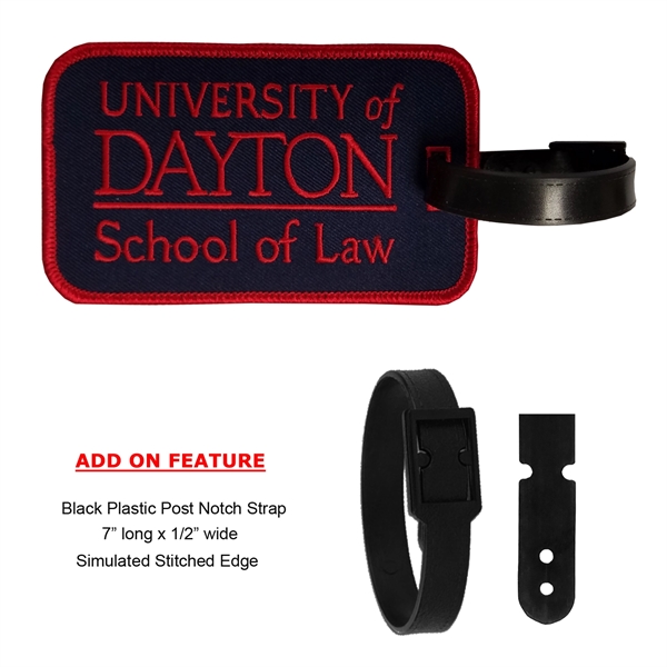 2 1/2" x 4 1/2" luggage tag that's embroidered on one... from ASI 90160 Suntex Industries