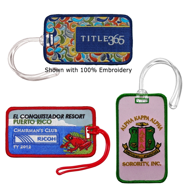 2 1/2" x 4 1/2" luggage tag that's embroidered on one... from ASI 90160 Suntex Industries
