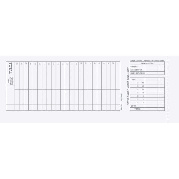 Carbonless booked deposit ticket, 50 sets per book.... from ASI 52493 ZZ DROPPED -Ennis Inc