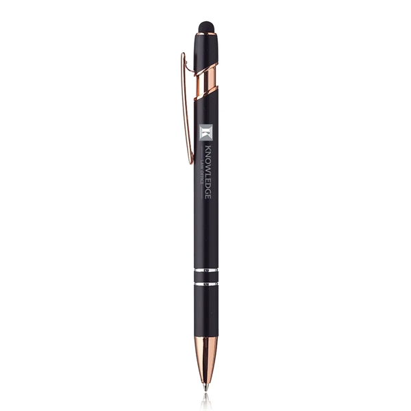 Ballpoint pen with stylus and rose gold trim.... from ASI 39552 BEL Promo