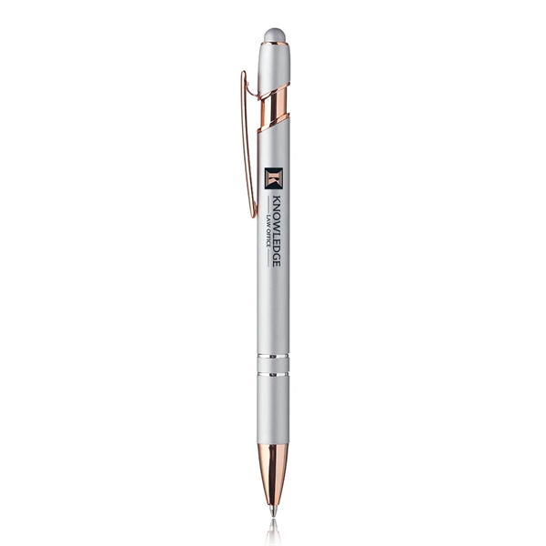 Ballpoint pen with stylus and rose gold trim.... from ASI 39552 BEL Promo