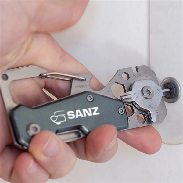 3.3" x 1.5" stainless steel 14-in-1 pocket tool with carabiner clip... from ASI 52263 EMT