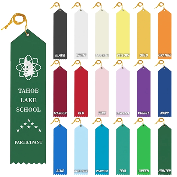 Premium grade award ribbon with a card and gold string., 2"... from ASI 93520 Ventura Inc