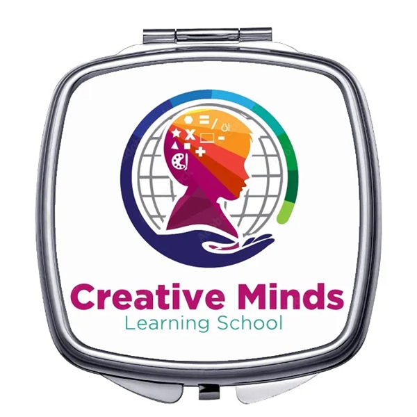 Square Stainless Steel & Glass Folding Travel Pocket Mirror. Printed in... from ASI 62635 Inno-Vative Solutions Grp LTD