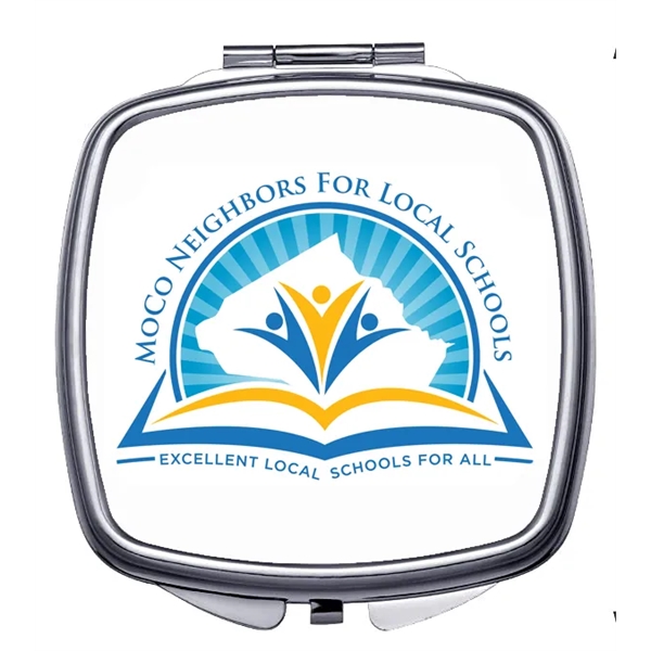 Square Stainless Steel & Glass Folding Travel Pocket Mirror. Printed in... from ASI 62635 Inno-Vative Solutions Grp LTD