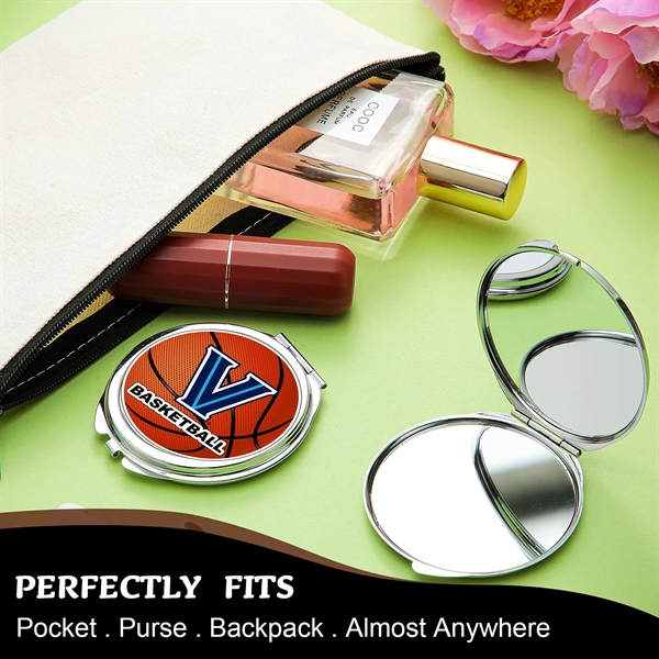 Round Stainless Steel & Glass Folding Travel Pocket Mirror. Printed in... from ASI 62635 Inno-Vative Solutions Grp LTD