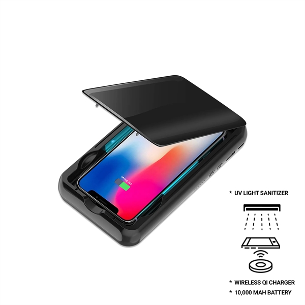 Combination 10,000mAh Wireless Power Bank and UV Sterilizer... from ASI 74741 NVS Promo Designs, Inc.