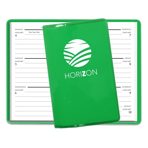 56 Week 5.81"H x 3.5"W weekly pocket planner with translucent vinyl... from ASI 54040 Fey Promo / Fey Calendar Impressions