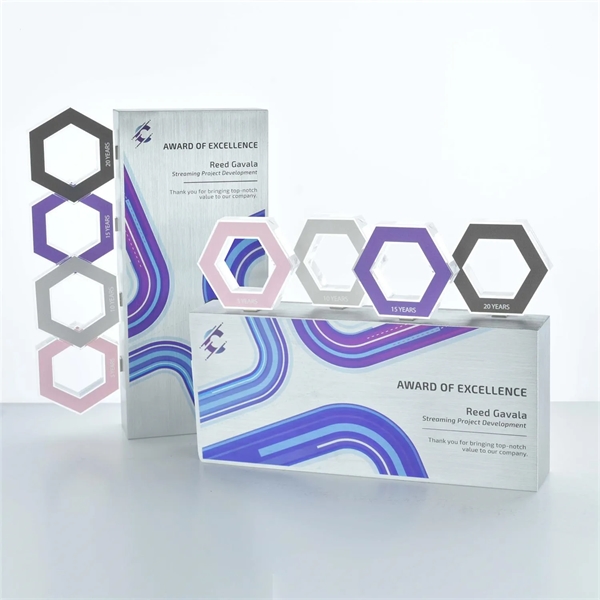 Magnetism award with aluminum look and magnet add-on optional.... from ASI 93986 Visions/Awardcraft