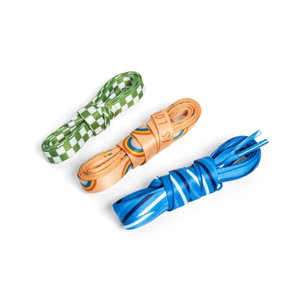 Shoelaces are dye sublimated and can be crafted with custom designs... from ASI 45657 Pop! Promos