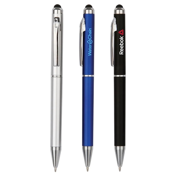 Metal twist action ballpoint pen with stylus top... from ASI 31517 Admart Products