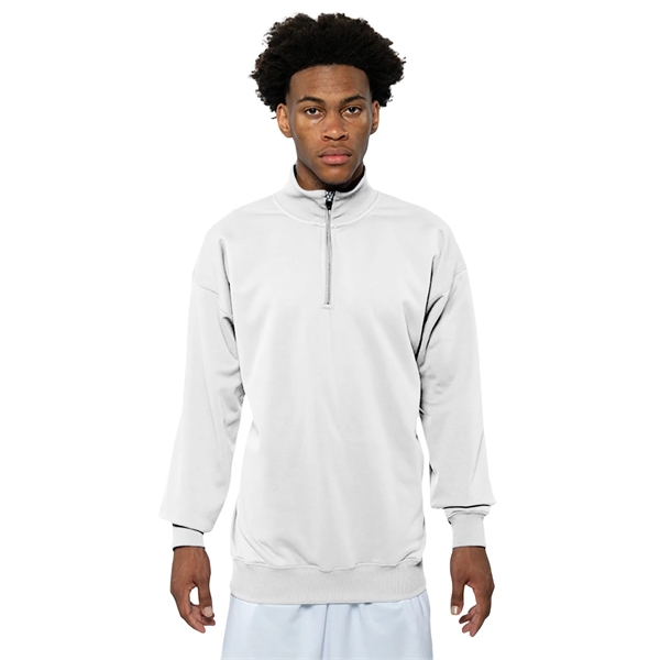 Adult fleece quarter-zip with a double-needle cover-stitch hem and ribbed waist... from ASI 34063 alphabroder