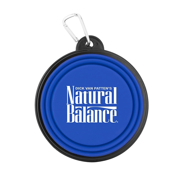 Collapsible pet bowl made of silicone with a carabiner for portability.... from ASI 88060 Snugz/USA Inc / Sweda®