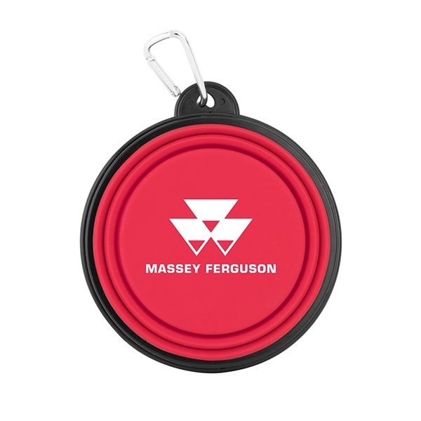 Collapsible pet bowl made of silicone with a carabiner for portability.... from ASI 88060 Snugz/USA Inc / Sweda®