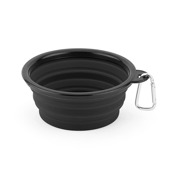 Collapsible pet bowl made of silicone with a carabiner for portability.... from ASI 88060 Snugz/USA Inc / Sweda®