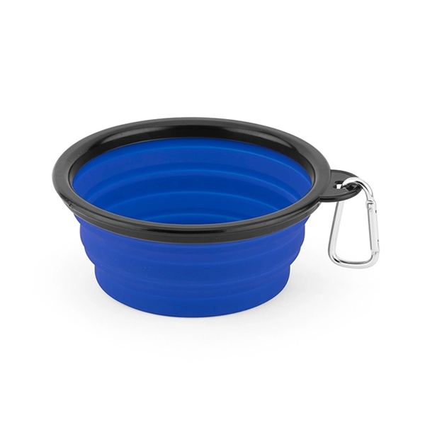 Collapsible pet bowl made of silicone with a carabiner for portability.... from ASI 88060 Snugz/USA Inc / Sweda®