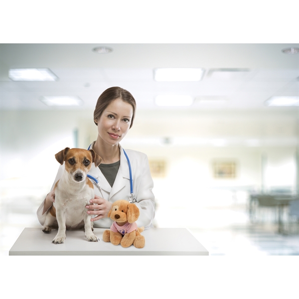 Stuffed toy dog with overall size 8".... from ASI 93990 IMAGEN Brands