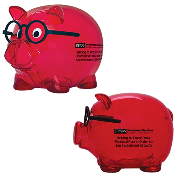 Piggy bank with black eyeglasses and a twist-off plug on bottom.... from ASI 62190 Illini